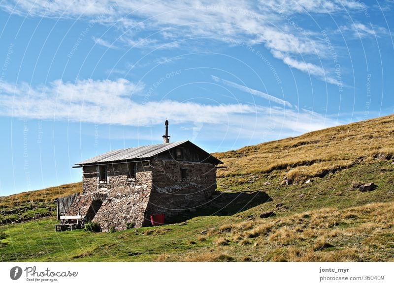 Einsam in Südtirol Natur Landschaft Erde Himmel Wolken Sommer Schönes Wetter Gras Moos Alpen Berge u. Gebirge Ritten Rittner Horn Italien Europa Dorf