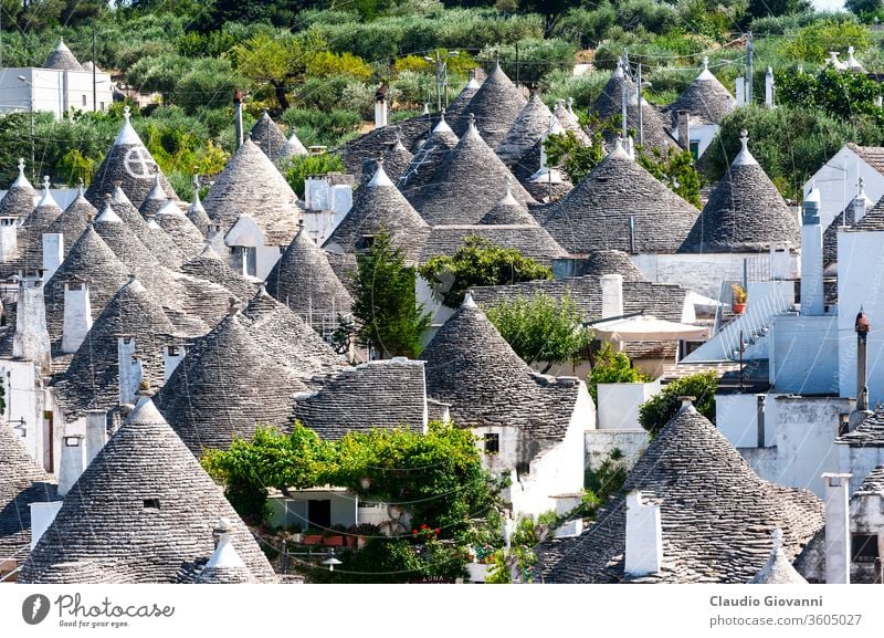 Trulli von Alberobello, Apulien, Italien trulli südländisch alt historisch typisch traditionell weiß UNESCO-Weltkulturerbe Ansicht Architektur Haus Gebäude