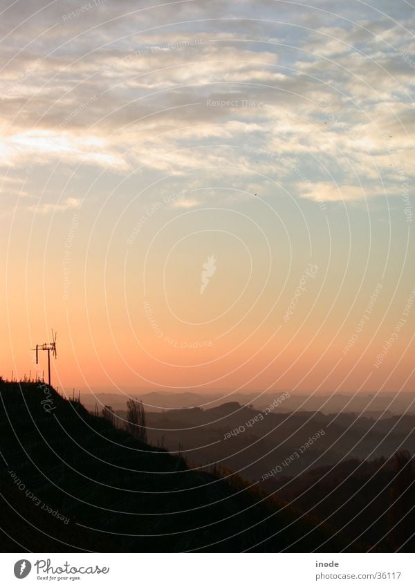 Südsteirische Weinstrasse, Österreich Morgen Sonnenaufgang Weinberg Bundesland Steiermark Hügel Sonnenuntergang Nebel Herbst Berge u. Gebirge Morgendämmerung