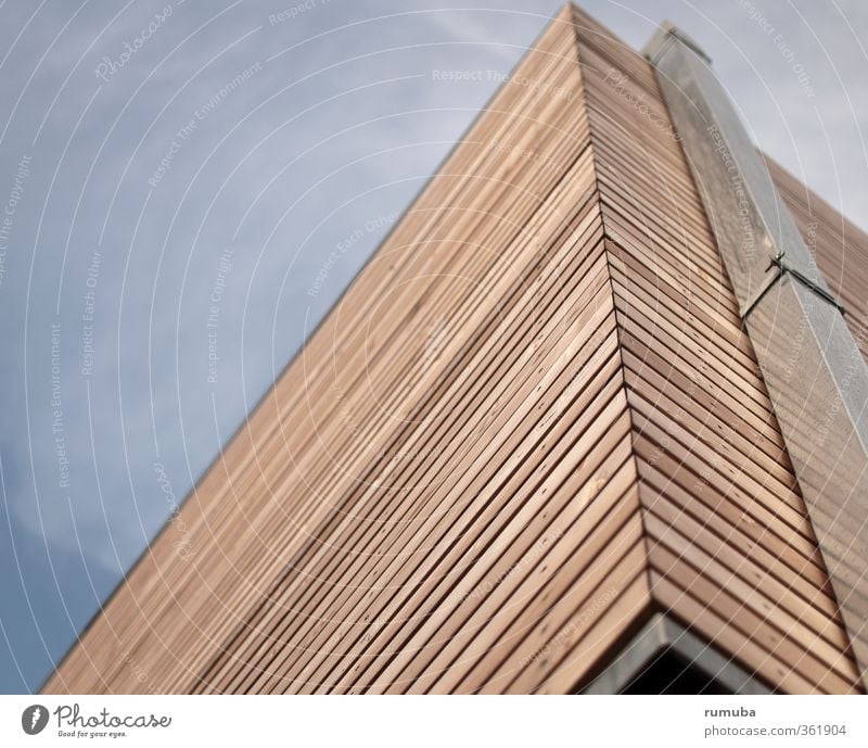 Alles nur Fassade Wohnung Fortschritt Zukunft Haus Bauwerk Gebäude Architektur Mauer Wand Schornstein Holz Metall Häusliches Leben hell blau braun silber