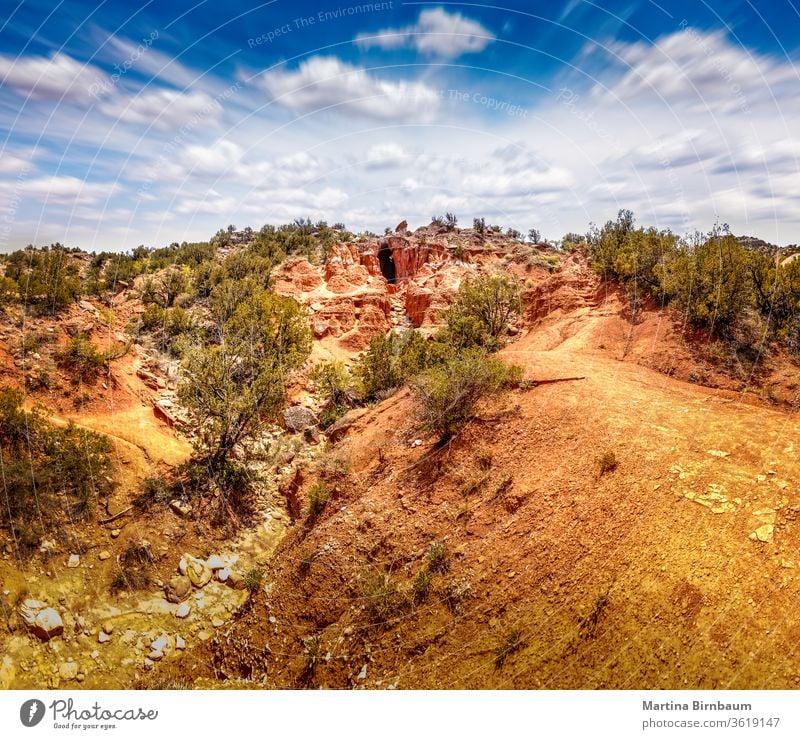 Panorama der Höhle im Staatspark Palo Duro Canyon, Texas palo duro-Schlucht panoramisch Natur Landschaft reisen Hügel im Freien State Park Abenteuer Baum Himmel