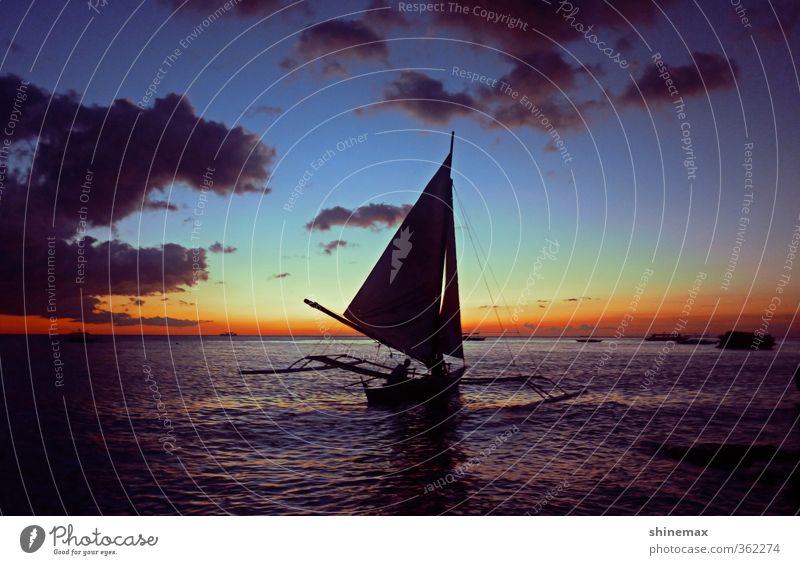 Boracay Banca Natur Landschaft Wasser Wolken Horizont Sonnenaufgang Sonnenuntergang Schönes Wetter Küste Meer Philippinen Asien Kreuzfahrt Bootsfahrt