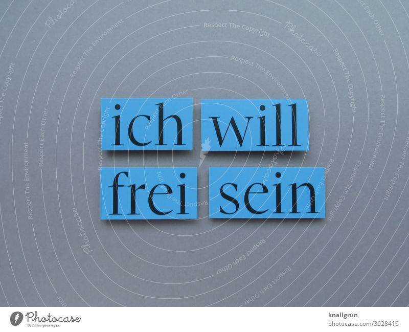 Ich will frei sein Freiheit Mensch Gefühle Buchstabe Wort Satz Schriftzeichen Text Buchstaben Typographie Sprache Lateinisches Alphabet Letter Kommunizieren