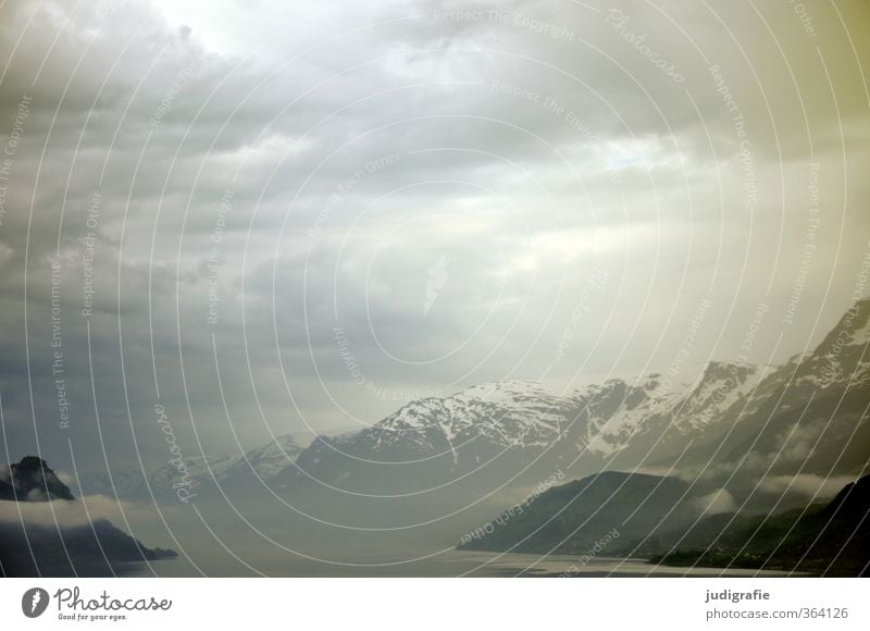 Norwegen Umwelt Natur Landschaft Himmel Wolken Klima Felsen Berge u. Gebirge Schneebedeckte Gipfel Fjord außergewöhnlich dunkel fantastisch kalt natürlich