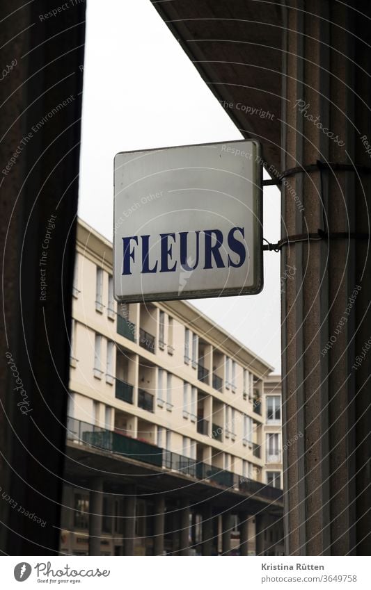 fleurs blumen schild reklame werbung werbeschild aussenwerbung leuchtreklame blumenladen blumengeschäft florist floristik architektur gebäude fassade säule