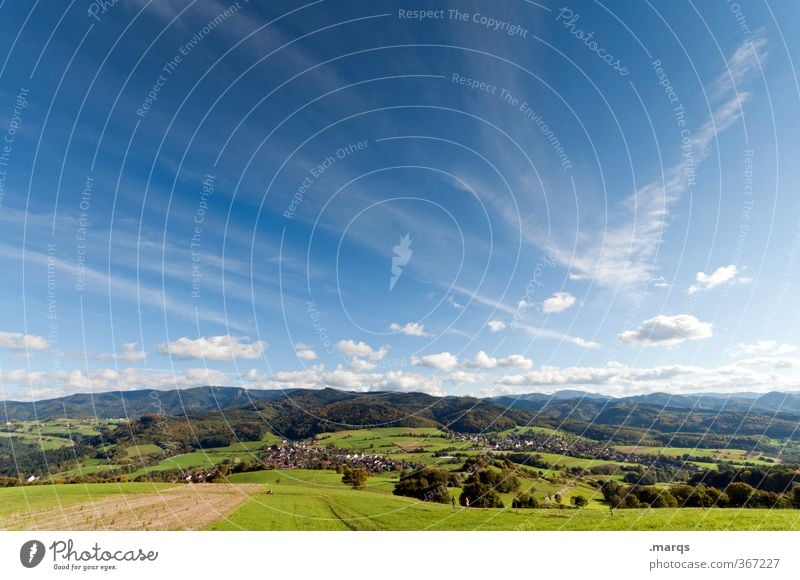 Mittags Ferien & Urlaub & Reisen Tourismus Ausflug Freiheit Natur Landschaft Himmel Wolken Sommer Klima Schönes Wetter Feld Wald Hügel wandern schön Stimmung