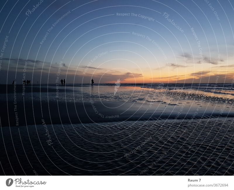 Sonnenuntergang am Meer Blaue Sunde Strand sonnenuntergang blau Natur Landschaft ozean Nordsee Ostsee Ferien Urlaub Reise reisen deutschland Wasser