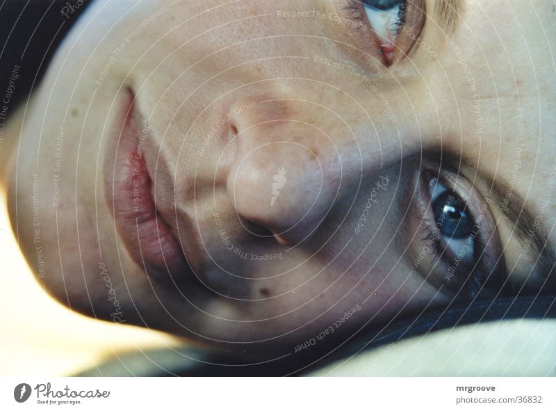 GesichtMacro Frau Lippen nah Mund Kopf liegen