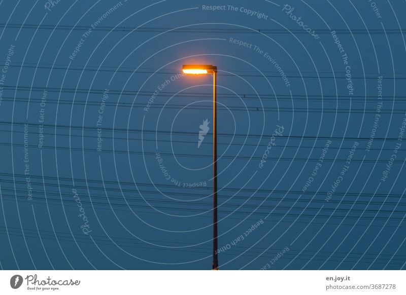 Stromversorgung Laterne Straßenbeleuchtung Strassenlaterne Stromleitung Energie Elektrizität Klimawandel Energiewirtschaft EnergieEnergieverbrauch Energiekrise