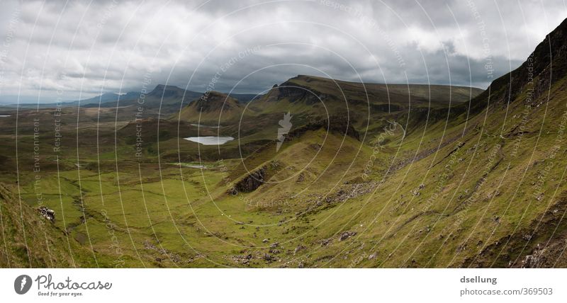 Aussicht über die Hügel von Quiraing auf der Isle of Skye Panorama (Aussicht) Kontrast Schatten Licht Tag Menschenleer Schottland Farbfoto Außenaufnahme