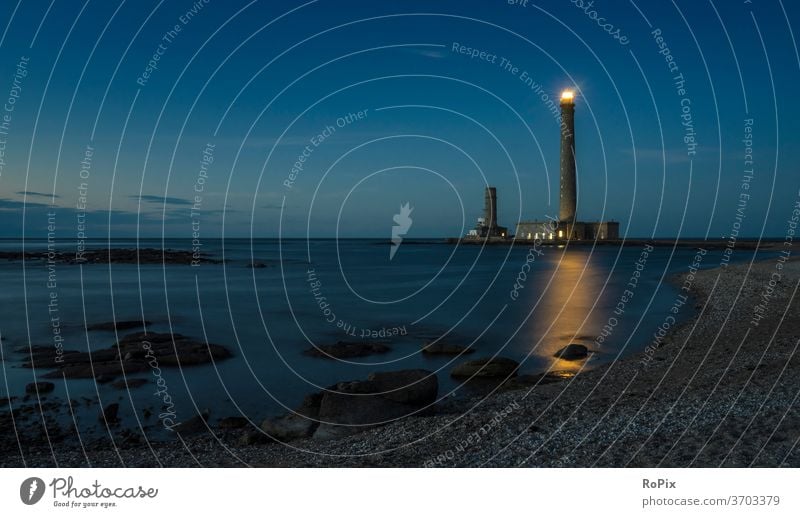 Leuchtturm von Gatteville Hafen harbour Pier boote Fischer Fischerei Strand beach Küste Meer sea Gezeiten tides Sommer coast mare Konstruktion Befestigung