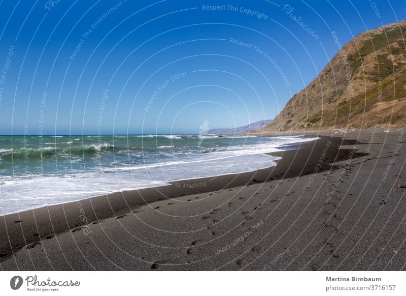 Der schwarze Sandstrand an der Westküste, Kalifornien USA Ferien Wellen Ruhe Strand Meer pazifik MEER Landschaft Küste Wasser Natur Gegend national nördlich