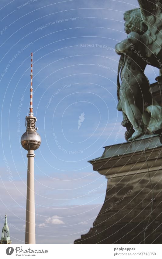 Engel über Berlin Fernsehturm Berlin Hauptstadt Kirche Stadtzentrum Wahrzeichen Sehenswürdigkeit Berliner Fernsehturm Alexanderplatz Tourismus Architektur