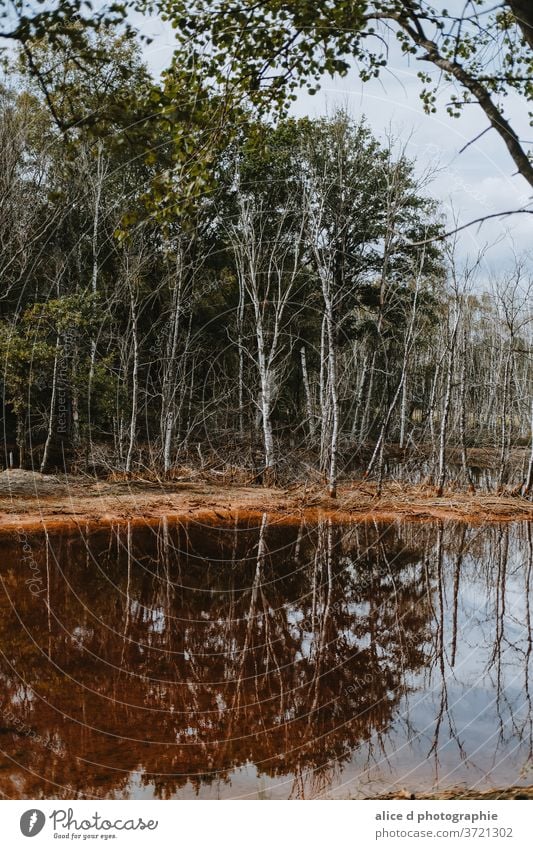 Rot verunreinigtes Wasser in einem alten Bergwerk Verlassen oben Säure Luftaufnahme Unternehmensfinanzierung und Industrie Baustelle kupfer Kupfermine Dröhnen