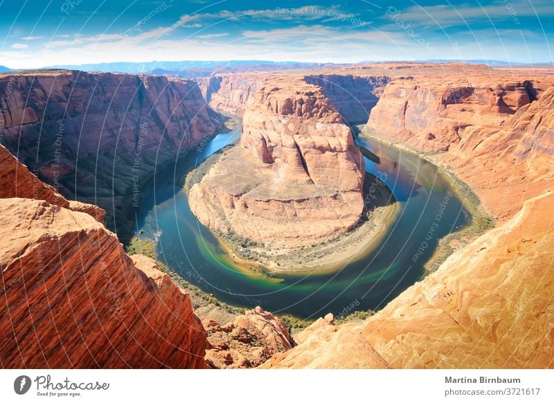 Das Horseshoe Bend in Arizona, ein Mäander des Colorado River im Glen Canyon Hufeisen Wegbiegung Landschaft reisen Fluss Schlucht Pferd Wasser herrschaftlich