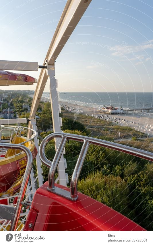 Stadtrundfahrt |Riesenrad in Ahlbeck Ostsee Seebrücke Strand Meer Ferien & Urlaub & Reisen Tourismus Küste Himmel Mecklenburg-Vorpommern Ostseeküste Reiseziel