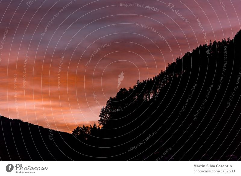 Sonnenuntergang im Wald in den Pyrenäen Andorra Asien schön blau Brücke Business Lager Stadtbild Wolken Land Tag els cortals lager Europa Feld grandvalira Gras