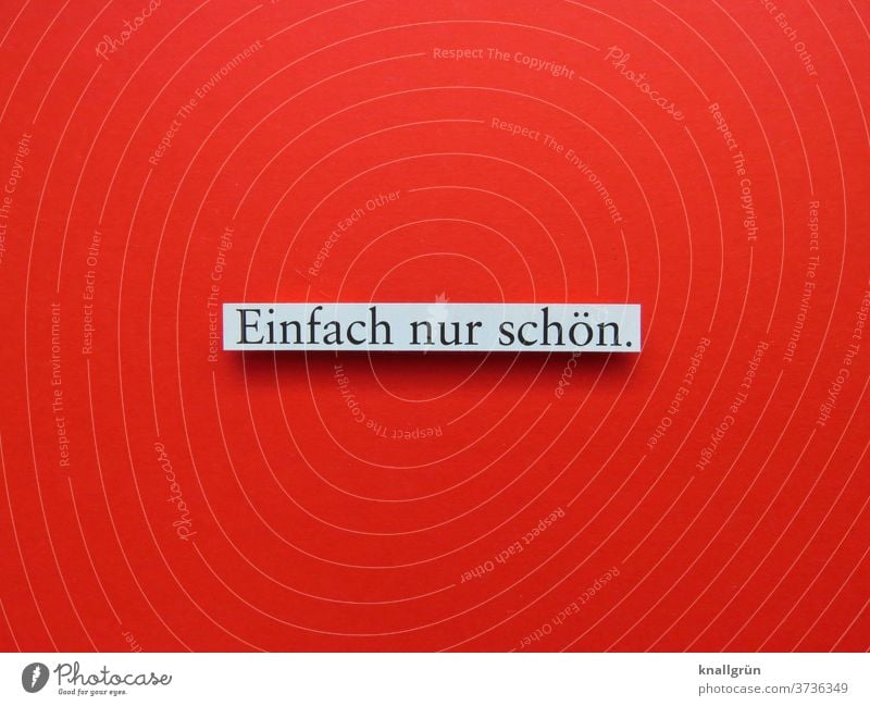 Einfach nur schön. Gefühle Glück Stimmung Lebensfreude Zufriedenheit Fröhlichkeit Begeisterung Optimismus Euphorie Freude Buchstaben Wort Satz Letter