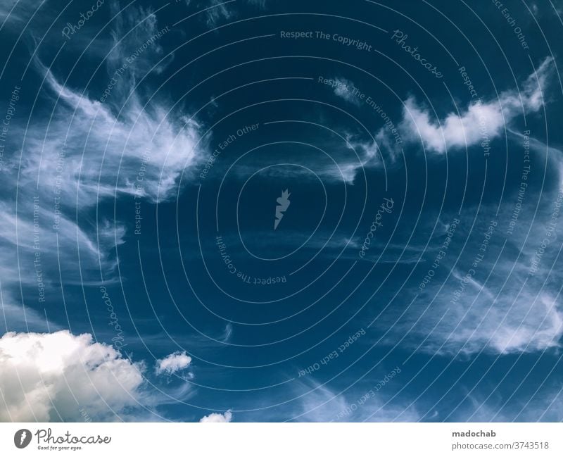 Wolken Hintergrund Himmel blau Sommer Wetter wolkig bewölkt Wolkenlandschaft Natur Cloud schön im Freien Umwelt abstrakt Schleier Phantasie Atmosphäre