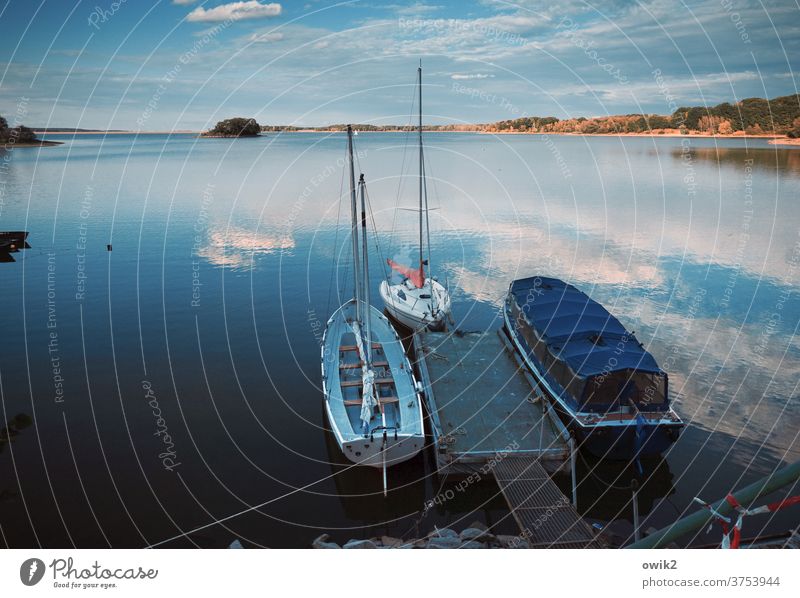 Auf andere Gedanken kommen Anlegestelle Idylle Gelassenheit Schönes Wetter Außenaufnahme Menschenleer Farbfoto Horizont ruhig Wasser Textfreiraum unten