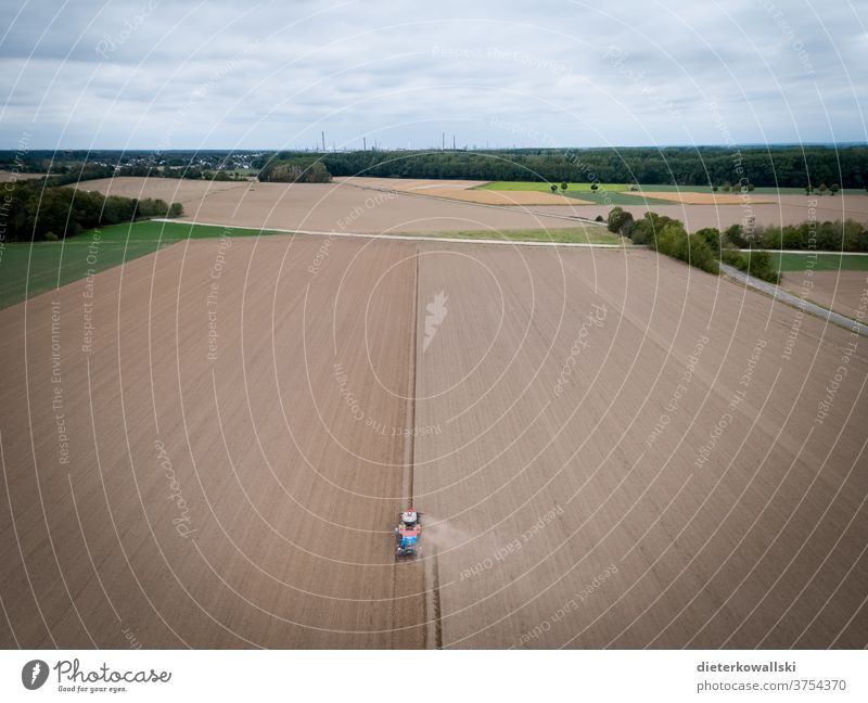 Traktor bei der Feldarbeit Landwirtschaft Bauer Ernte Natur Umwelt Dürre Arbeit Ackerbau Arbeit & Erwerbstätigkeit Farbfoto Tag landwirtschaftlich