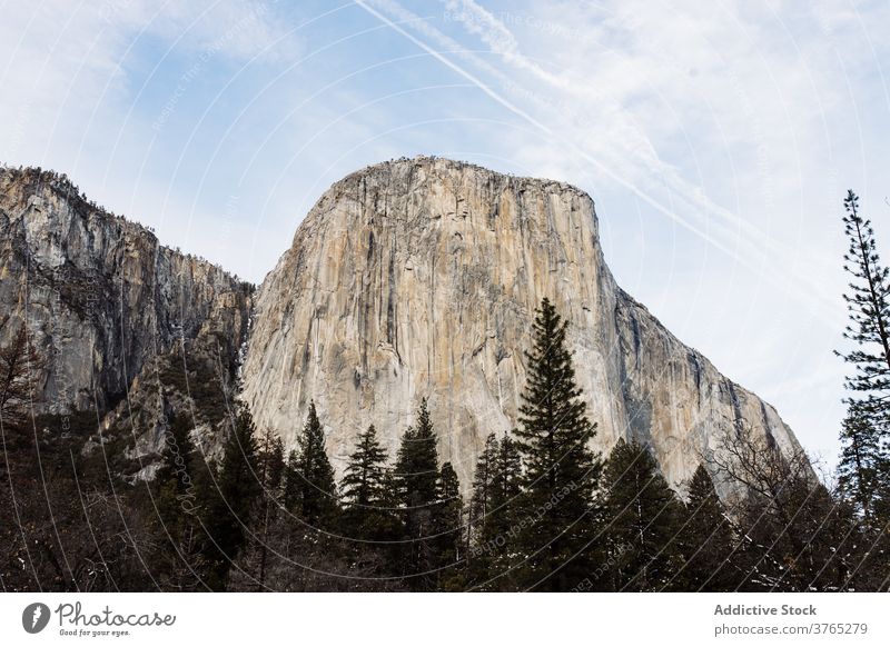 Bergkamm gegen bewölkten blauen Himmel Berge u. Gebirge Ambitus rau nadelhaltig Wald majestätisch Landschaft malerisch Kamm Hochland USA Vereinigte Staaten