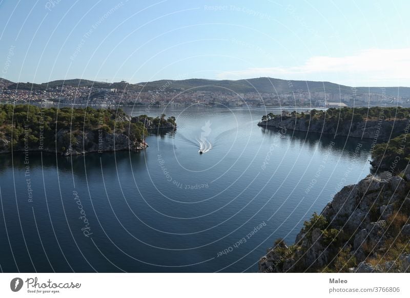 Kanal des Heiligen Antonius bei Sibenik, Kroatien adriatisch Antenne antik anthony Inselgruppe Architektur Gebäude Burg oder Schloss Küste Küstenlinie Kroatisch