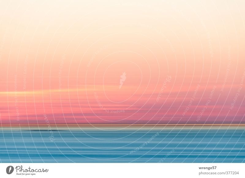 Abendröte und Meer Natur Landschaft Urelemente Luft Wasser Himmel Wolken Horizont Wellen Küste Ostsee blau rosa Abenddämmerung Sonnenuntergang Röte