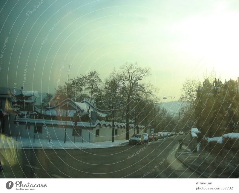 Chinesischer Garten Licht Sonnenuntergang Stuttgart Verkehr Killesberg