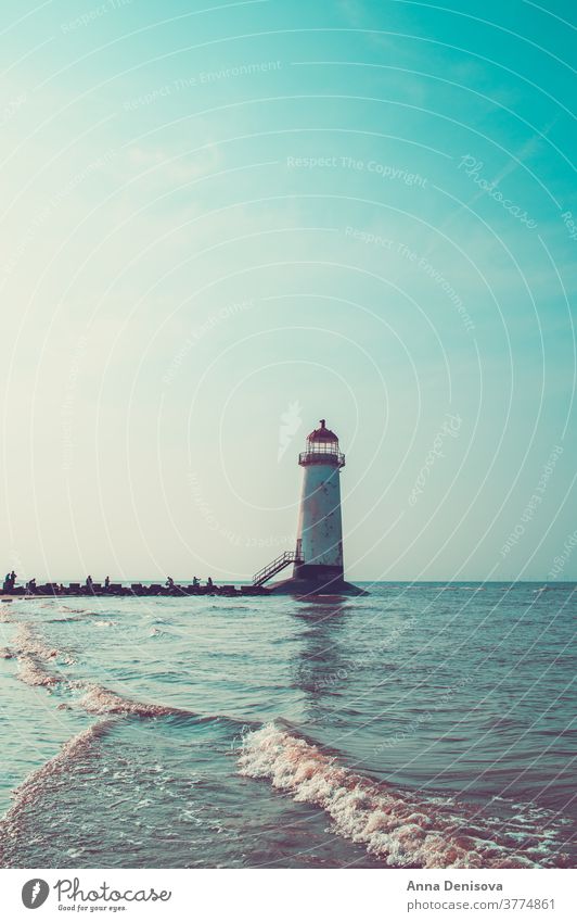 Ayr-Leuchtturm oder der Talacre-Leuchtturm Ayr-Spitze talacre Ufer Wales MEER reisen Strand Küste Landschaft britannien Großbritannien Leuchtfeuer Sand Himmel