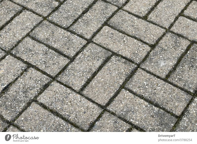 Rechteckiges Bodenmuster (diagonale Ansicht von oben) Rechtecke Stock Muster Asphalt Stein grau Geometrie geometrisch Hintergrund Außenseite kratzig Grunge