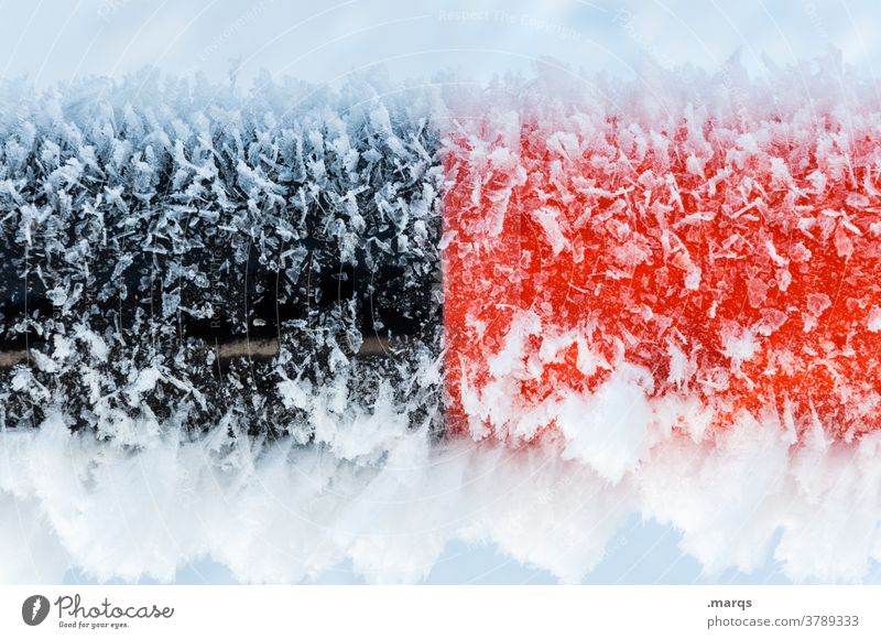 Schwarzrot friert anode kathode Eis Frost Kälte Winter schwarz Schnee gefroren kalt Eiskristall frieren