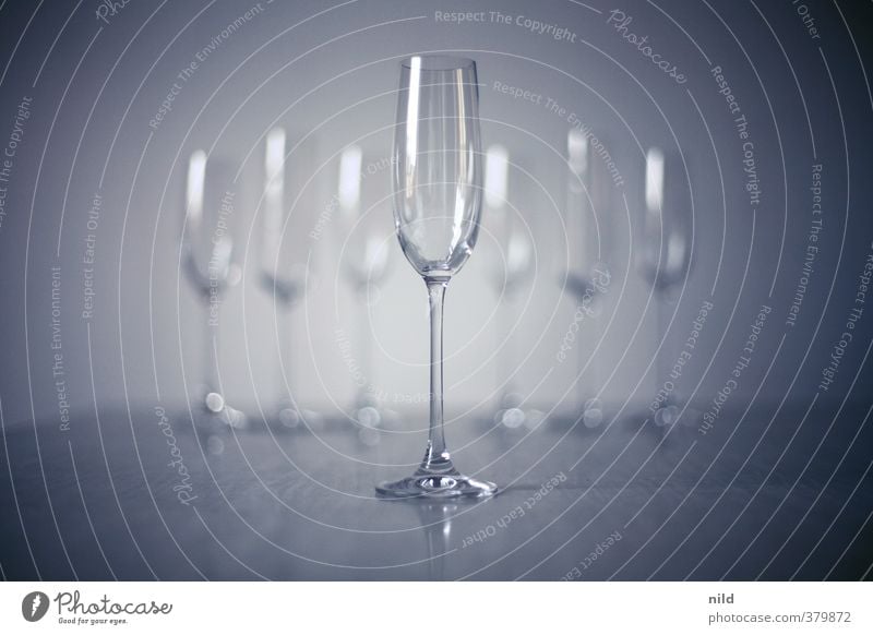 Sektempfang Alkohol Prosecco Champagner Sektglas elegant Stil Design Veranstaltung Feste & Feiern Glas kalt blau grau 7 Mitte Vignettierung Farbfoto