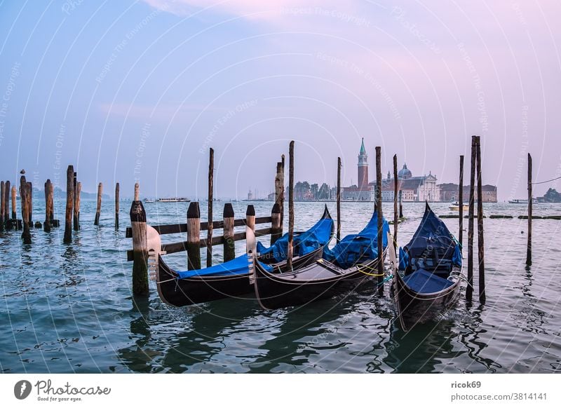 Blick auf die Insel San Giorgio Maggiore in Venedig, Italien Kirche Gondeln Stadt Architektur San Marco Urlaub Reise Basilika Haus Gebäude historisch alt