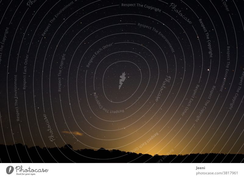 Der Weg zum Licht Nacht Himmel Sternenhimmel Horizont sternenklar Weltall Langzeitbelichtung Unendlichkeit dunkel Sternenzelt Milchstrasse Milchstraße leuchten