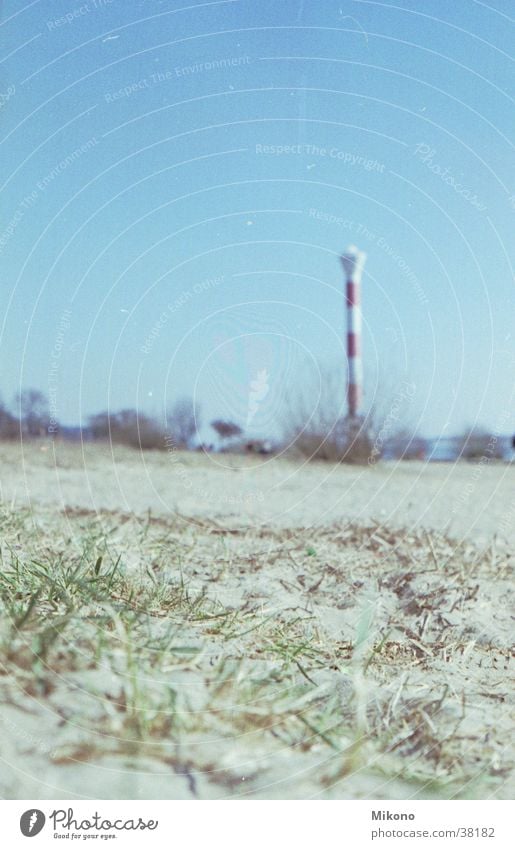 Elbstrand Leuchtturm Sträucher Gras Hamburg Tifenunschärfe