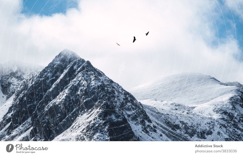 Rocky Mountain Grat mit Schnee bedeckt Berge u. Gebirge Felsen Ambitus Kamm rau Berghang Gipfel Cloud Panorama kalt majestätisch Landschaft felsig Pyrenäen