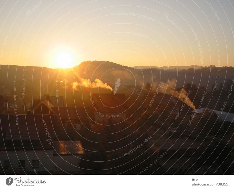 Sonnenaufgang Nebel Morgen Herbst Panorama (Aussicht) Berge u. Gebirge Bergland Morgendämmerung groß