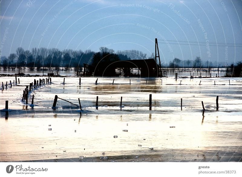 Eiszeit Niederrhein Winter Romantik Rees Kleve Trauer Sonnenuntergang Abend Landschaft Hütte Rhein rheinland