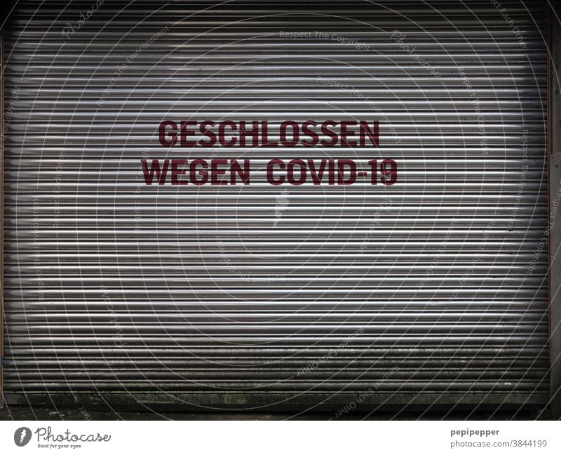 Geschlossen wegen Covid-19 Virus Corona-Virus Pandemie Schutz COVID Coronavirus Infektionsgefahr Gesundheit Ansteckend Krankheit Schützen Epidemie Quarantäne