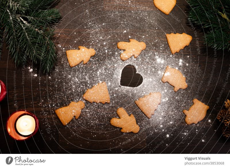 Lebkuchen an einem Weihnachtsabend Lebkuchenmann Lebkuchenherzen Weihnachten & Advent Mehl gemütlich Weihnachtsdekoration Feiertag Feiertage backen