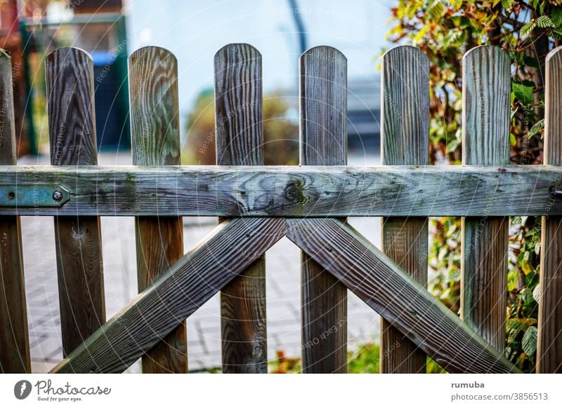 Gartenpforte Einfahrt Eingang Tor garten hecke Durchlass Holz Holzpforte verschlossen grenze Sicherheit Ausgang