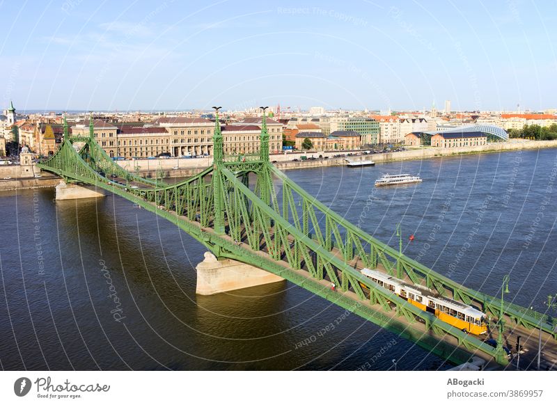 Freiheitsbrücke und Skyline von Budapest Schädling Ungarn Brücke Großstadt Wasser Stadtbild alt Wahrzeichen Denkmal Gebäude historisch Fluss Donau urban