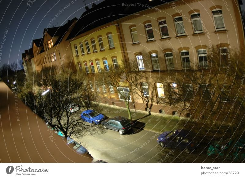 meine strasse Nacht Haus Baum Langzeitbelichtung Straße Schatten Himmel