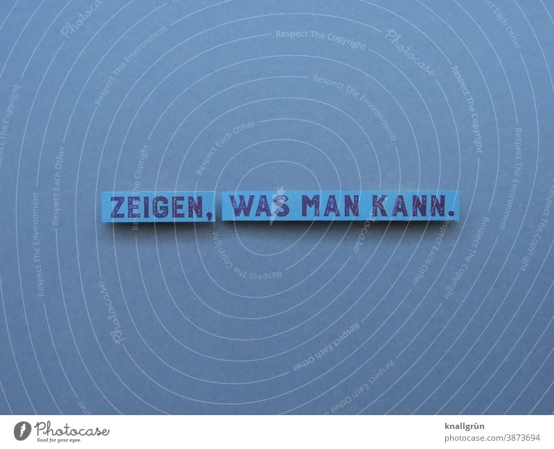 Zeigen, was man kann. können präsentieren zeigen Talent Kunst Ausstellung Fähigkeit kreativ Hobby Inspiration Öffentlich Präsentation Buchstaben Wort Satz