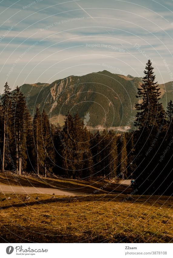 Berglandschaft in den bayerischen Alpen schliersee angespitzt wandern Herbstfarben im Freien Ausflug Bewegung Wandertour Berge u. Gebirge Bayern Himmel blau