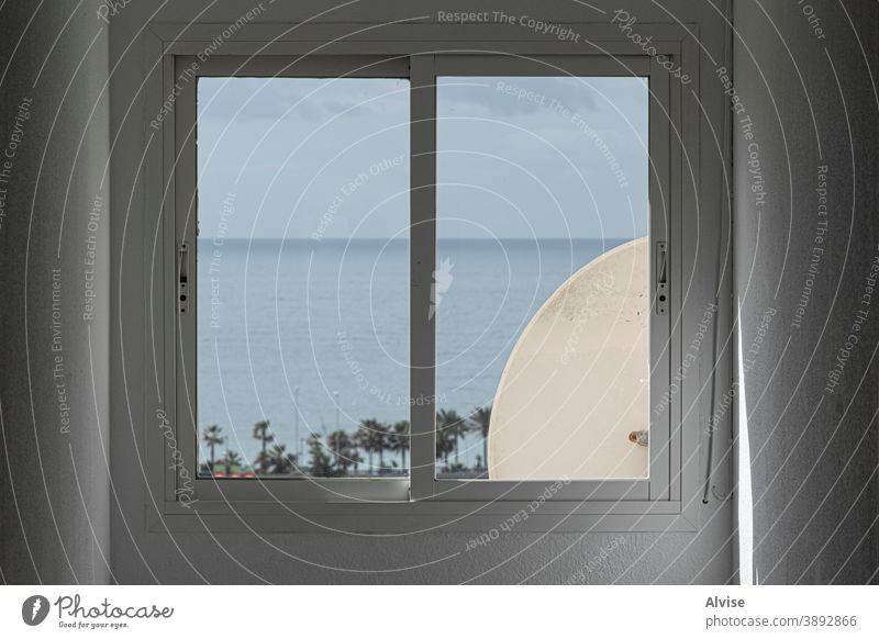 Fenster und Meer Haus MEER Wasser Natur blau Architektur alt Gebäude reisen Tourismus Landschaft weiß heimwärts Europa Küste schön grün Sommer Wand Ansicht