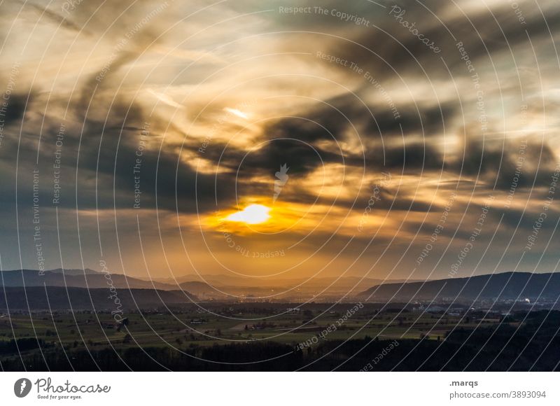 Hallo 2021 Landschaft Panorama (Aussicht) Natur Sonne Wolken Rheintal Dämmerung