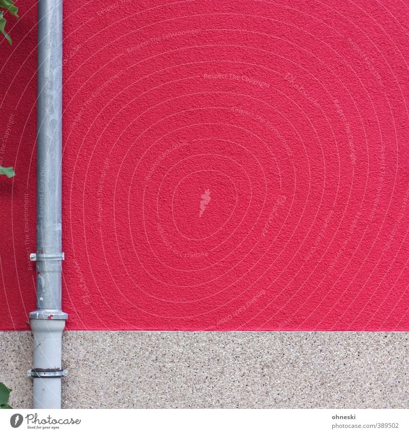 Mut zur Farbe Blatt Haus Architektur Mauer Wand Fassade Regenrohr Fallrohr rosa Ordnung Häusliches Leben Farbfoto Außenaufnahme abstrakt Muster