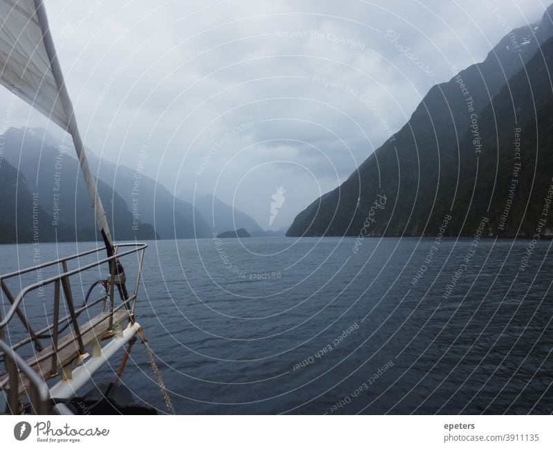 Doubtful Sound, Neuseeland Zweifelhafter Klang Südinsel Tourismus Sehenswürdigkeit Neuseeland Landschaft fiord Fjord Berge Ansicht Bergblick Wasser Wasserstraße